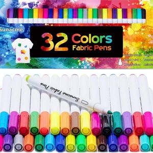 Fabric Markers Pen, 32 Colors Permanent Fabric Paint Pens Art Markers Set - Fine